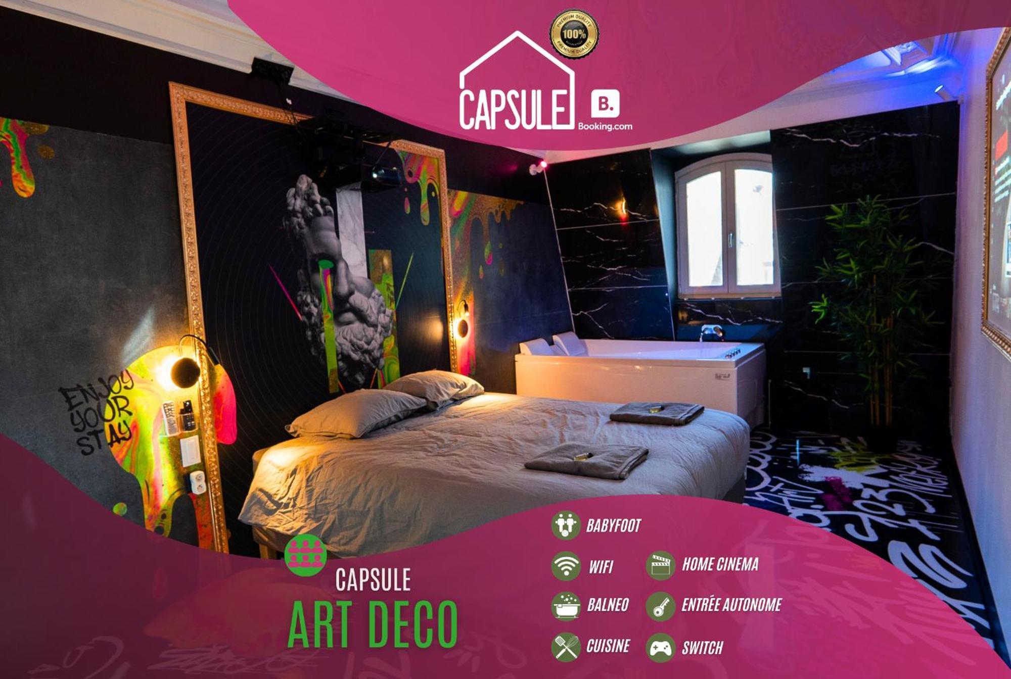 Capsule Art Deco - Jacuzzi - Netflix - Home Cinema - Arcade De Jeux & Nintendo Switch - 2 Chambres - Filet Suspendu Валансьен Экстерьер фото